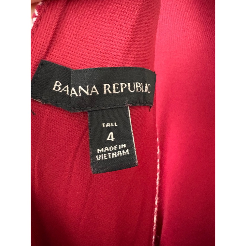 Banana Republic Flounce Hem Dress Women 4 Tall Red White Feminine Mermaid Office - Picture 4 of 9